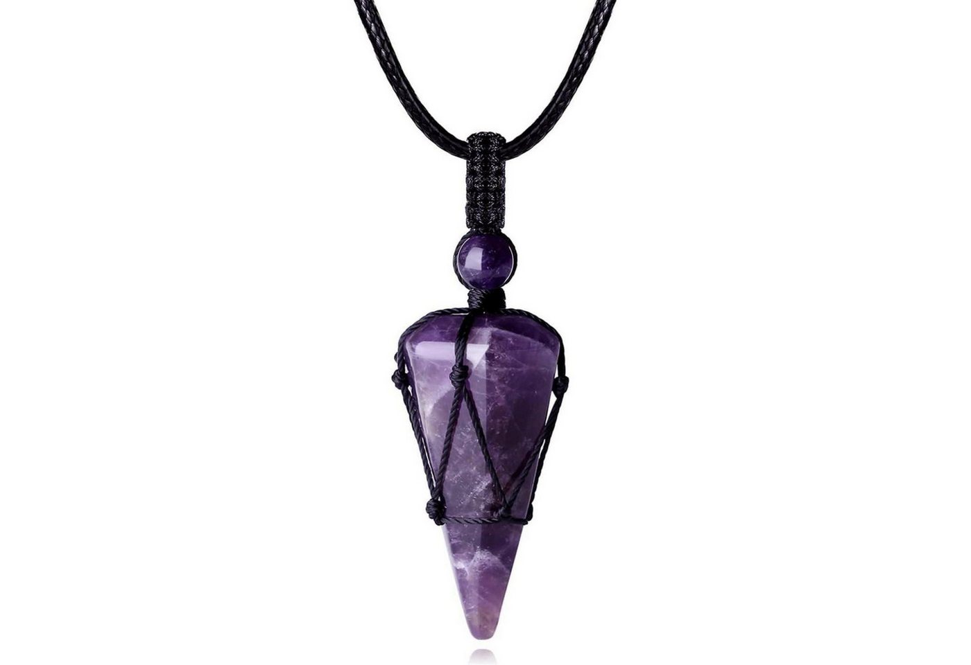 LuxusKollektion Kette und Anhänger Set Kette Herren Kristall Anhänger Edelsteine Lederseil Reiki A Amethyst von LuxusKollektion