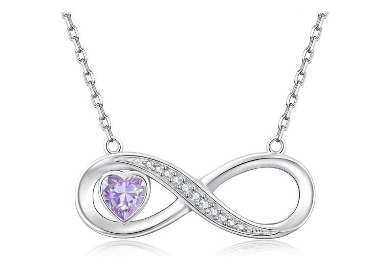 LuxusKollektion Kette und Anhänger Set Kette Infinity Herz Geburtsstein Anhänger 925 Silber Silber-06-Juni von LuxusKollektion