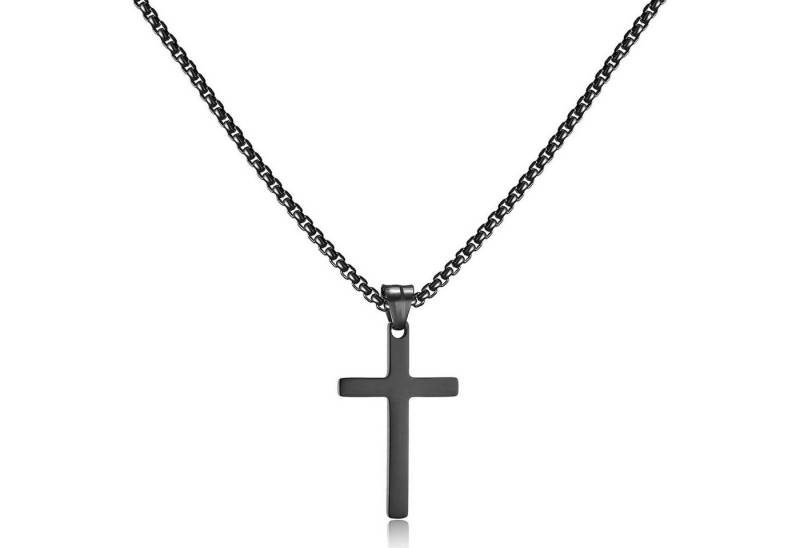 LuxusKollektion Kette und Anhänger Set Kette Kreuz Anhänger Herren Gold Silber Christentum Schmuck Noir 45cm von LuxusKollektion