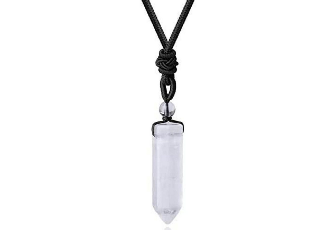 LuxusKollektion Kette und Anhänger Set Kette Kristall Anhänger Sechseck Edelstein Leder Herren B-Klarer Quarz von LuxusKollektion