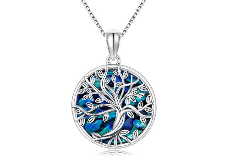LuxusKollektion Kette und Anhänger Set Kette Lebensbaum 925 Sterling Silber 45cm Abalone-Muschel 2 von LuxusKollektion