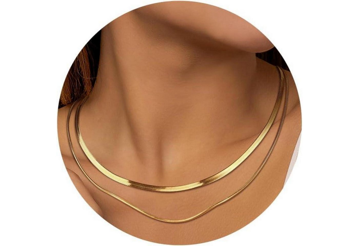 LuxusKollektion Kette und Anhänger Set Kette Schlangenkette Choker 14K Damen verstellbar Style G:Doppelkette von LuxusKollektion