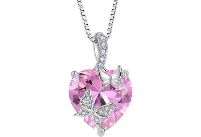 LuxusKollektion Kette und Anhänger Set Kette Schmetterling Anhänger 925 Silber 10 Oktober - Rosa Turmalin von LuxusKollektion