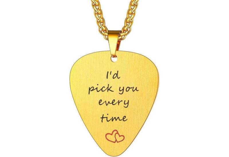 LuxusKollektion Kette und Anhänger Set Kettenanhänger Gitarre Bass 316L 03-gold nicht personalisierbar von LuxusKollektion