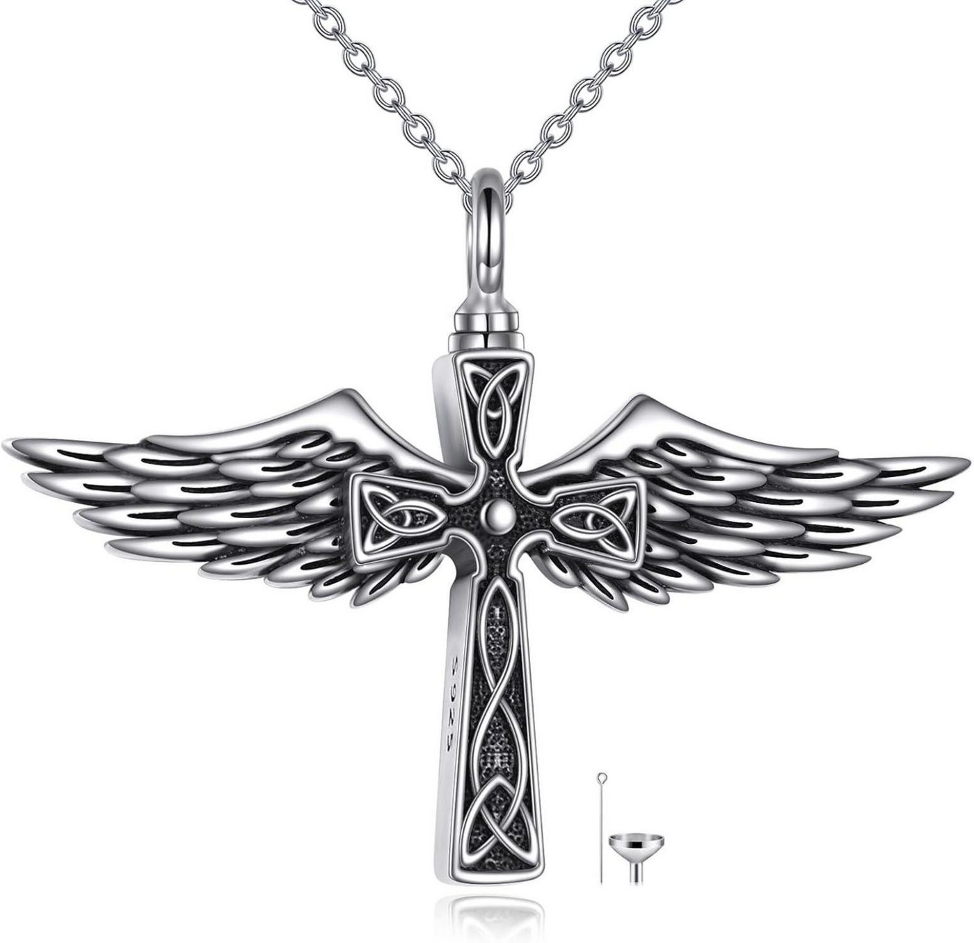 LuxusKollektion Kette und Anhänger Set Kreuz Engelsflügel Urnenhalskette 925 Sterling Silber für Frauen LuxusKollektion Kette und Anhänger Set Kreuz Engelsflügel Urnenhalskette 925 Sterling Silber für Frauen von LuxusKollektion