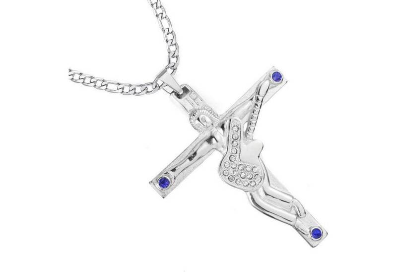 LuxusKollektion Kette und Anhänger Set Kreuz Johnny Hallyday Anhänger Halskette Gitarre Rocker Silber Herren LuxusKollektion Kette und Anhänger Set Kreuz Johnny Hallyday Anhänger Halskette Gitarre Rocker Silber Herren von LuxusKollektion