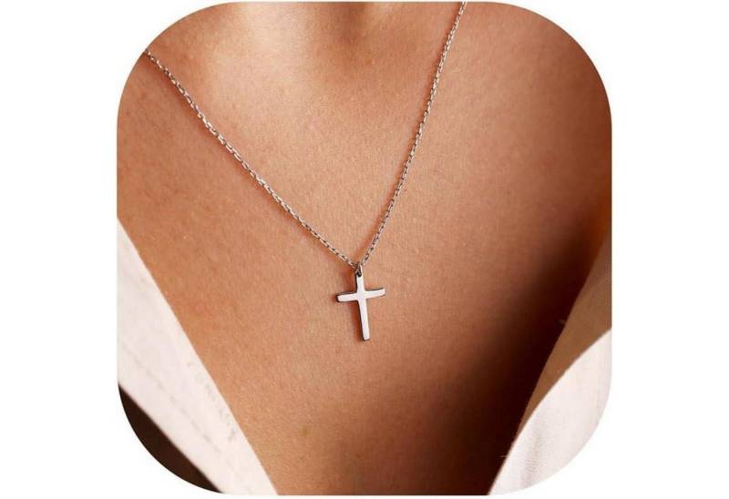 LuxusKollektion Kette und Anhänger Set Kreuz Kette Damen 14K Gold Vergoldet Layered Halskette Choker von LuxusKollektion