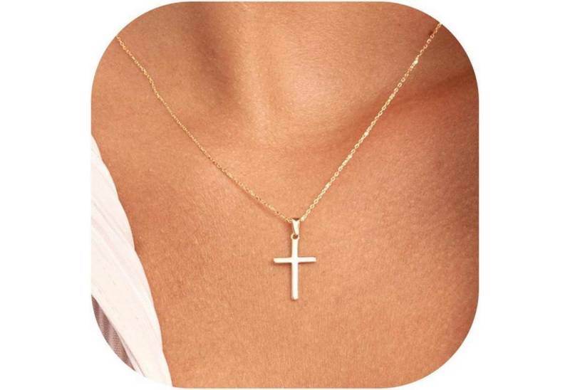 LuxusKollektion Kette und Anhänger Set Kreuz Kette Damen Gold 14K Layered Halskette Choker Modeschmuck von LuxusKollektion