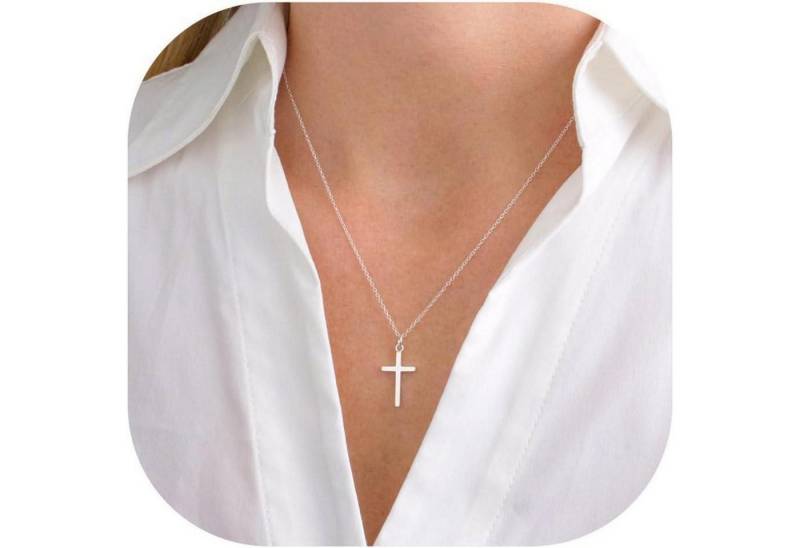 LuxusKollektion Kette und Anhänger Set Kreuz Kette Gold 14K Vergoldet Damen Layered Choker Modeschmuck Silber von LuxusKollektion