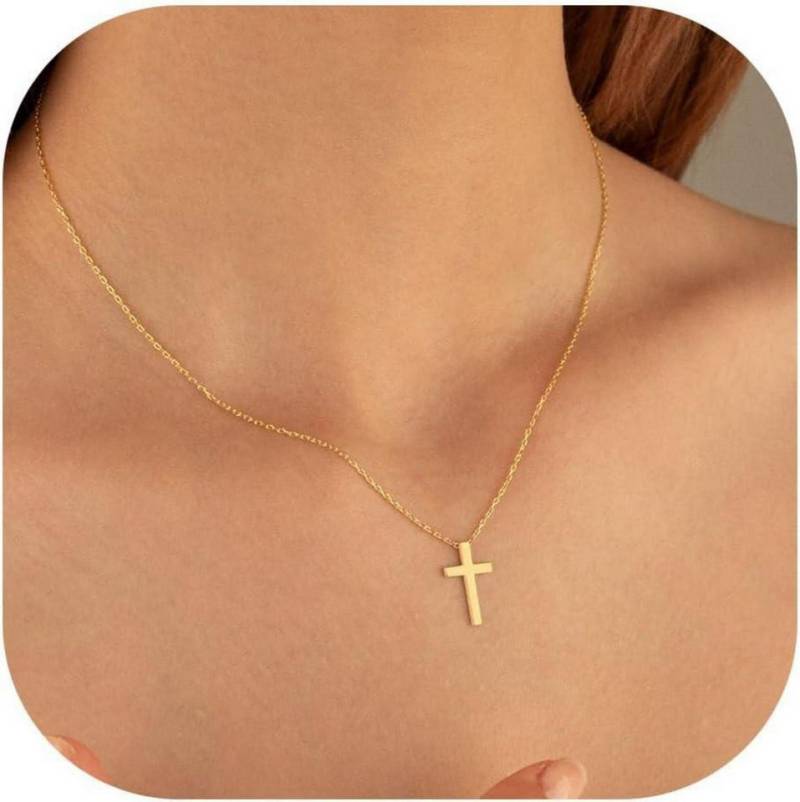 LuxusKollektion Kette und Anhänger Set Kreuz Kette Gold Damen 14K Vergoldet Layered Choker Modeschmuck von LuxusKollektion