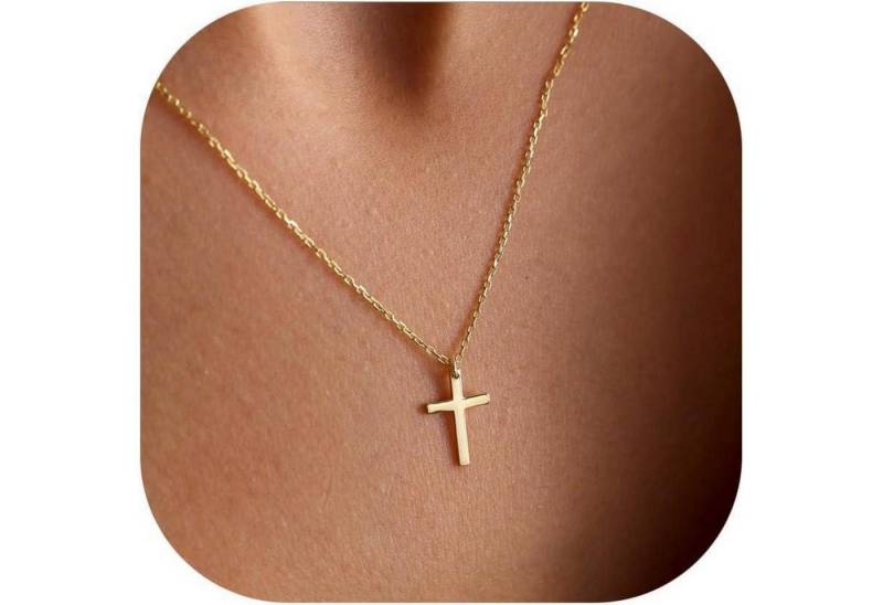LuxusKollektion Kette und Anhänger Set Kreuz Kette Goldkette Damen 14K Gold Vergoldet Layered Halskette von LuxusKollektion