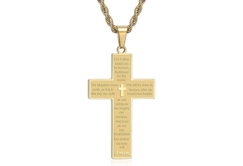 LuxusKollektion Kette und Anhänger Set Kreuz Kette Herren Silber Gold Bibel Verse Anhänger 50-70cm von LuxusKollektion