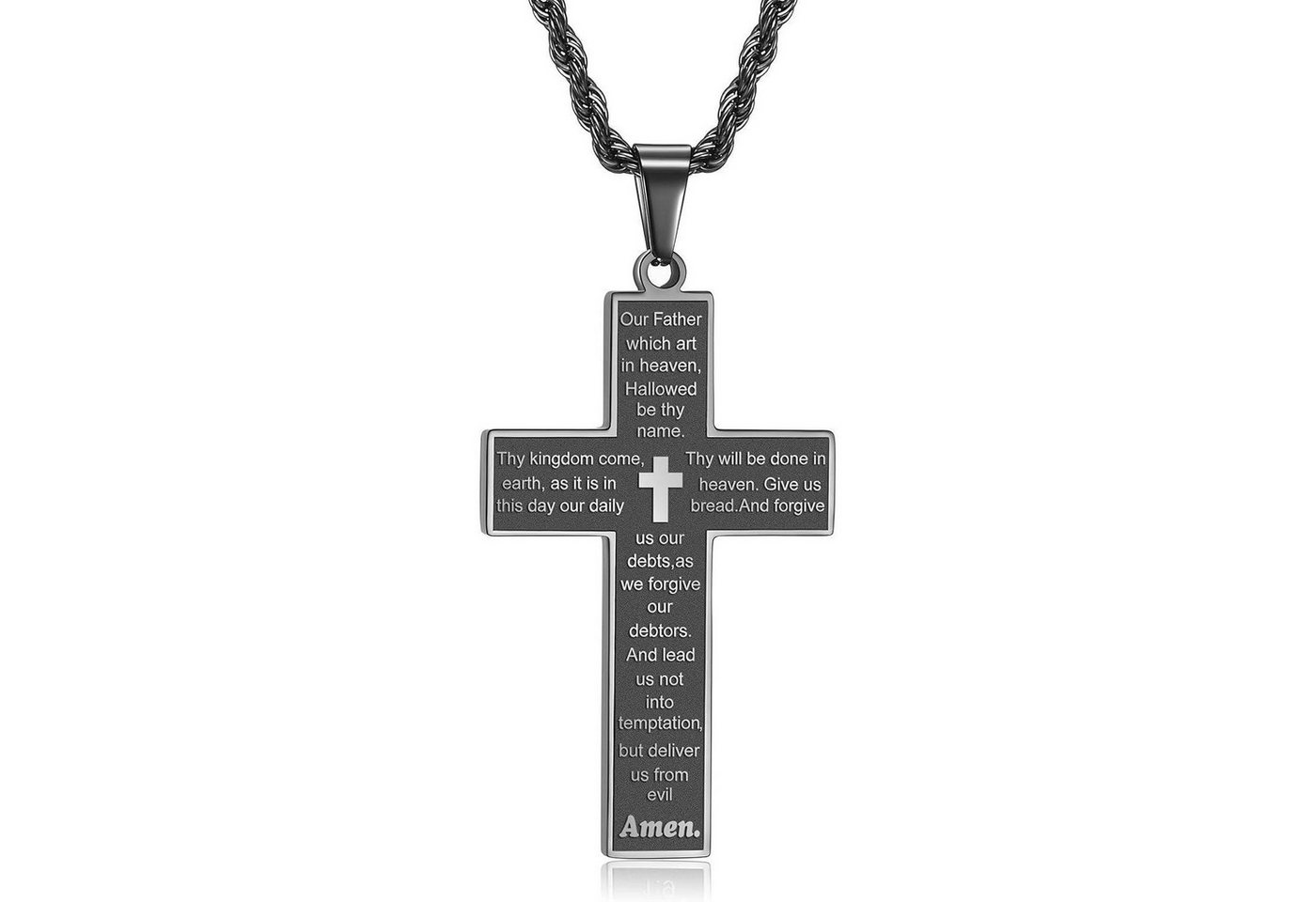 LuxusKollektion Kette und Anhänger Set Kreuz Kette Herren Silber Gold Schwarz Bibel Verse Anhänger Halskette von LuxusKollektion