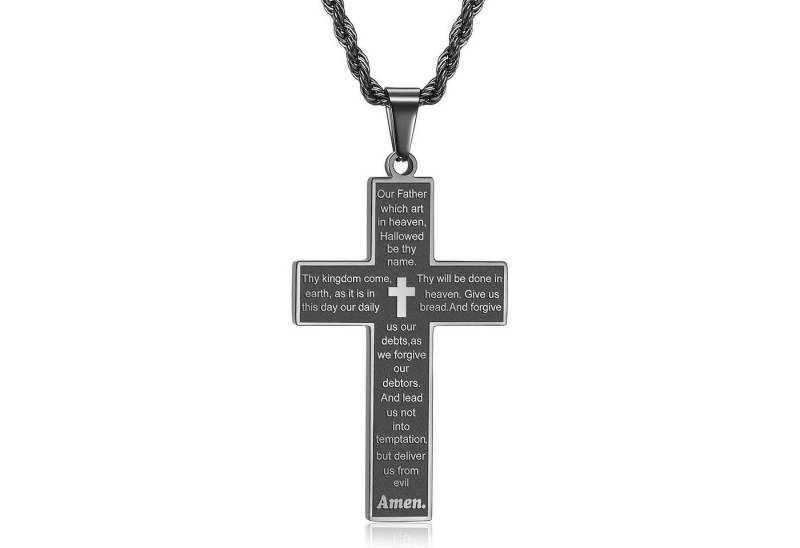 LuxusKollektion Kette und Anhänger Set Kreuz Kette Herren Silber Gold Schwarz Bibel Verse Anhänger Halskette von LuxusKollektion