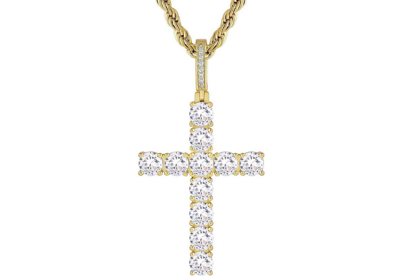LuxusKollektion Kette und Anhänger Set Kreuz Kette Moissanite Zirkonia Diamant Anhänger 14K Gold Weißgold von LuxusKollektion