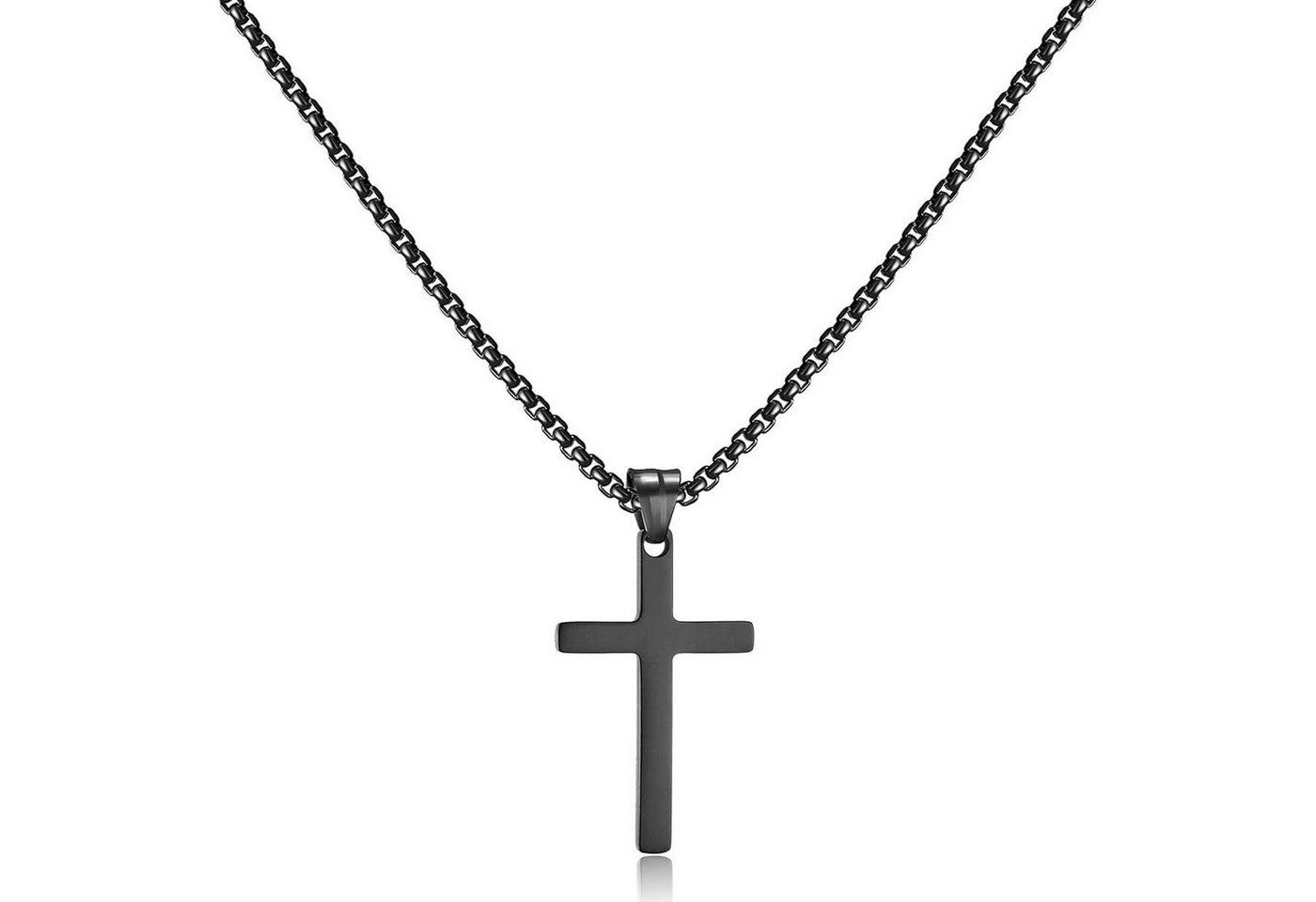 LuxusKollektion Kette und Anhänger Set Kreuzkette Herren Gold Silber Anhänger Christentum Schmuck Noir-60cm von LuxusKollektion
