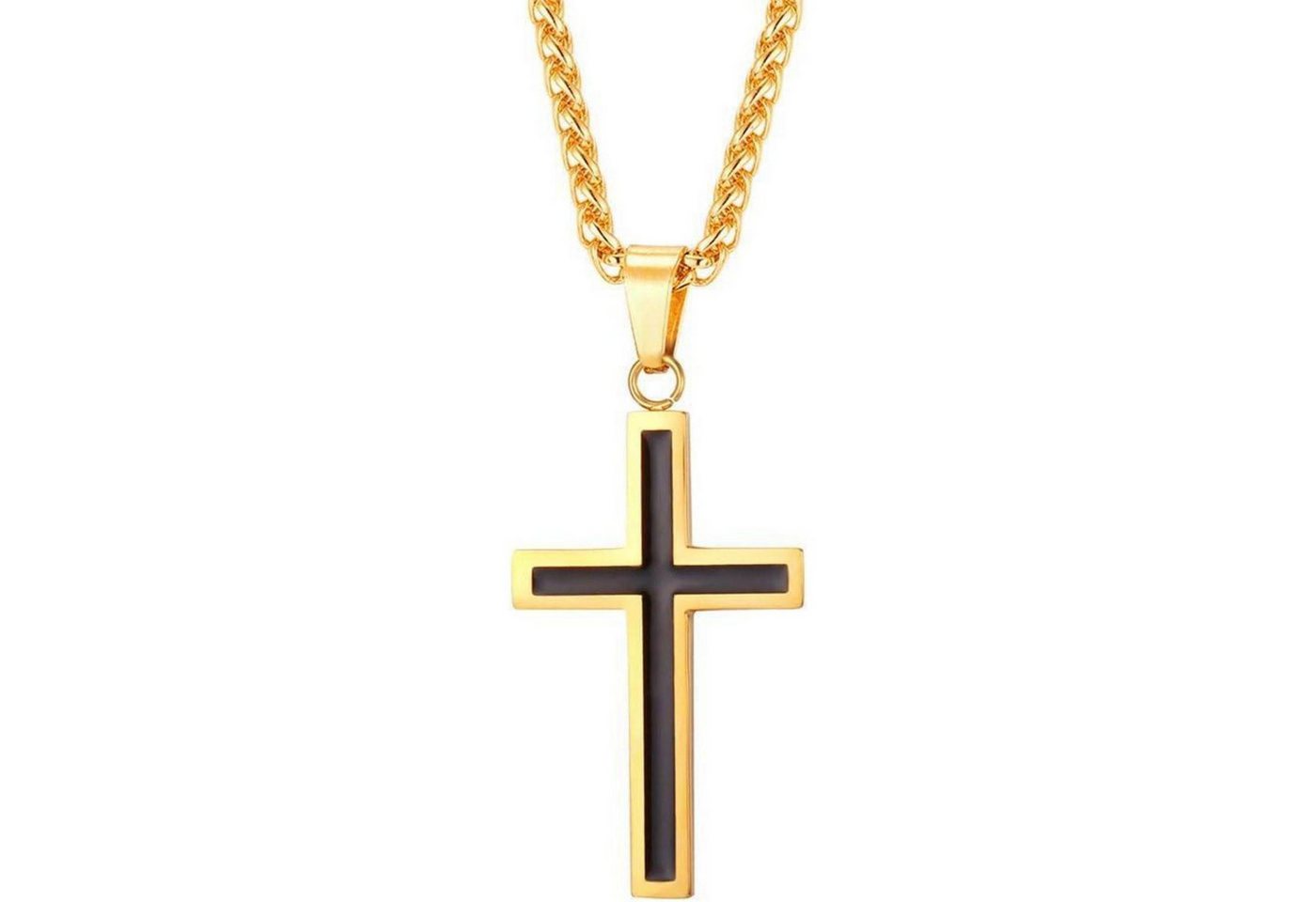 LuxusKollektion Kette und Anhänger Set Kreuzkette Herren Latin Edelstahl Anhänger Emaille Gold von LuxusKollektion