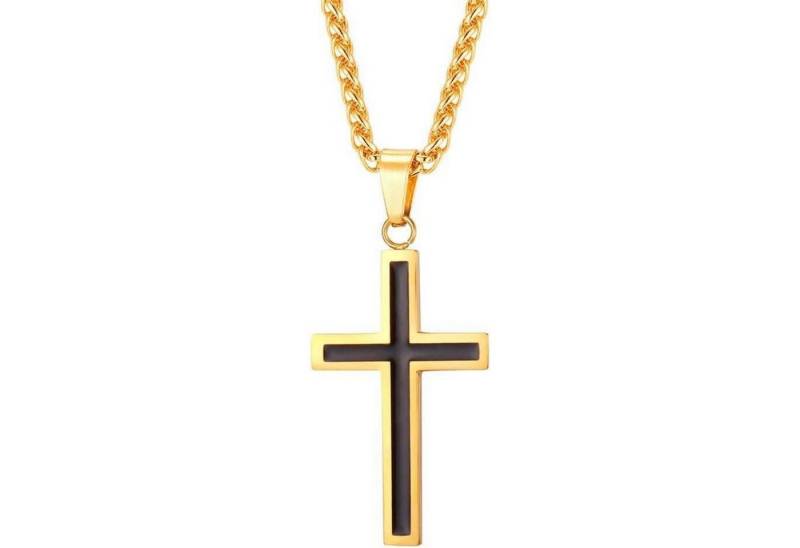 LuxusKollektion Kette und Anhänger Set Kreuzkette Herren Latin Edelstahl Anhänger Emaille Gold von LuxusKollektion