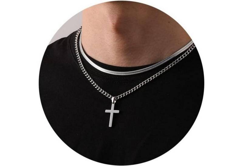 LuxusKollektion Kette und Anhänger Set Kreuzkette Herren Silber Gold Schwarz Halskette Edelstahl von LuxusKollektion