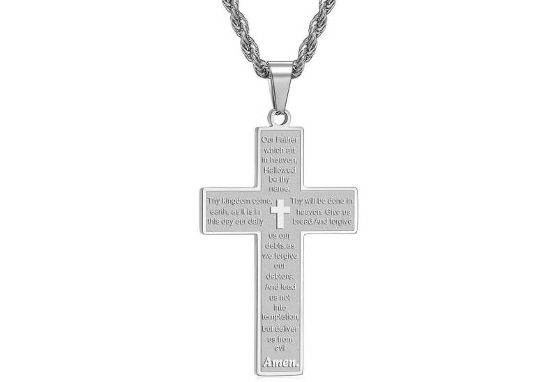 LuxusKollektion Kette und Anhänger Set Kreuzkette Herren Silber Schwarz Kreuzanhänger Silber 70.0 Zentimeter von LuxusKollektion