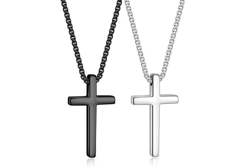 LuxusKollektion Kette und Anhänger Set Kreuzkette Set zwei schwarz silber Männer 76.0 Zentimeter von LuxusKollektion