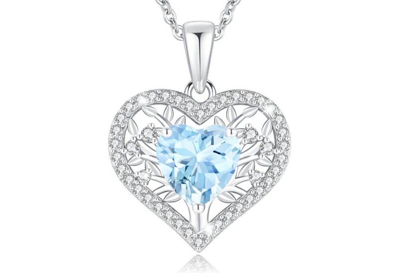 LuxusKollektion Kette und Anhänger Set Lebensbaum Herz Kette Damen 925 Silber Geburtsstein Anhänger Halskette von LuxusKollektion