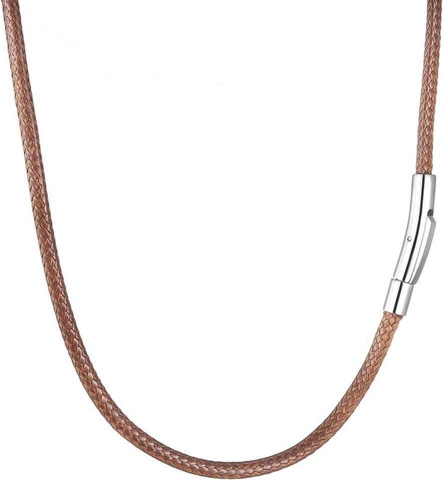 LuxusKollektion Kette und Anhänger Set Lederkette Herren Schwarz/Braun 2/3mm Verschluss 46-76cm von LuxusKollektion