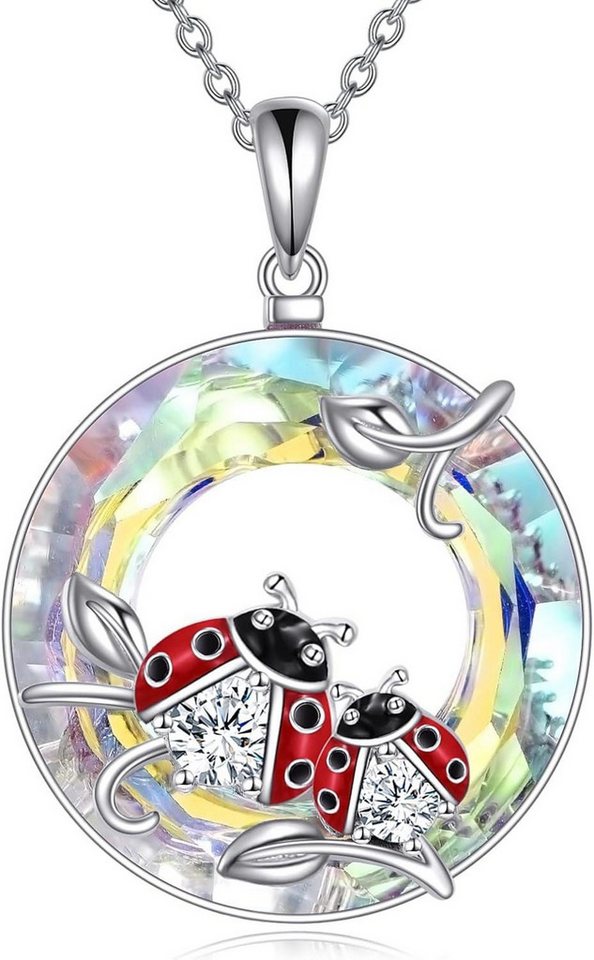 LuxusKollektion Kette und Anhänger Set Marienkäfer Halskette 925 Silber Kristall Anhänger Geschenk Frau von LuxusKollektion