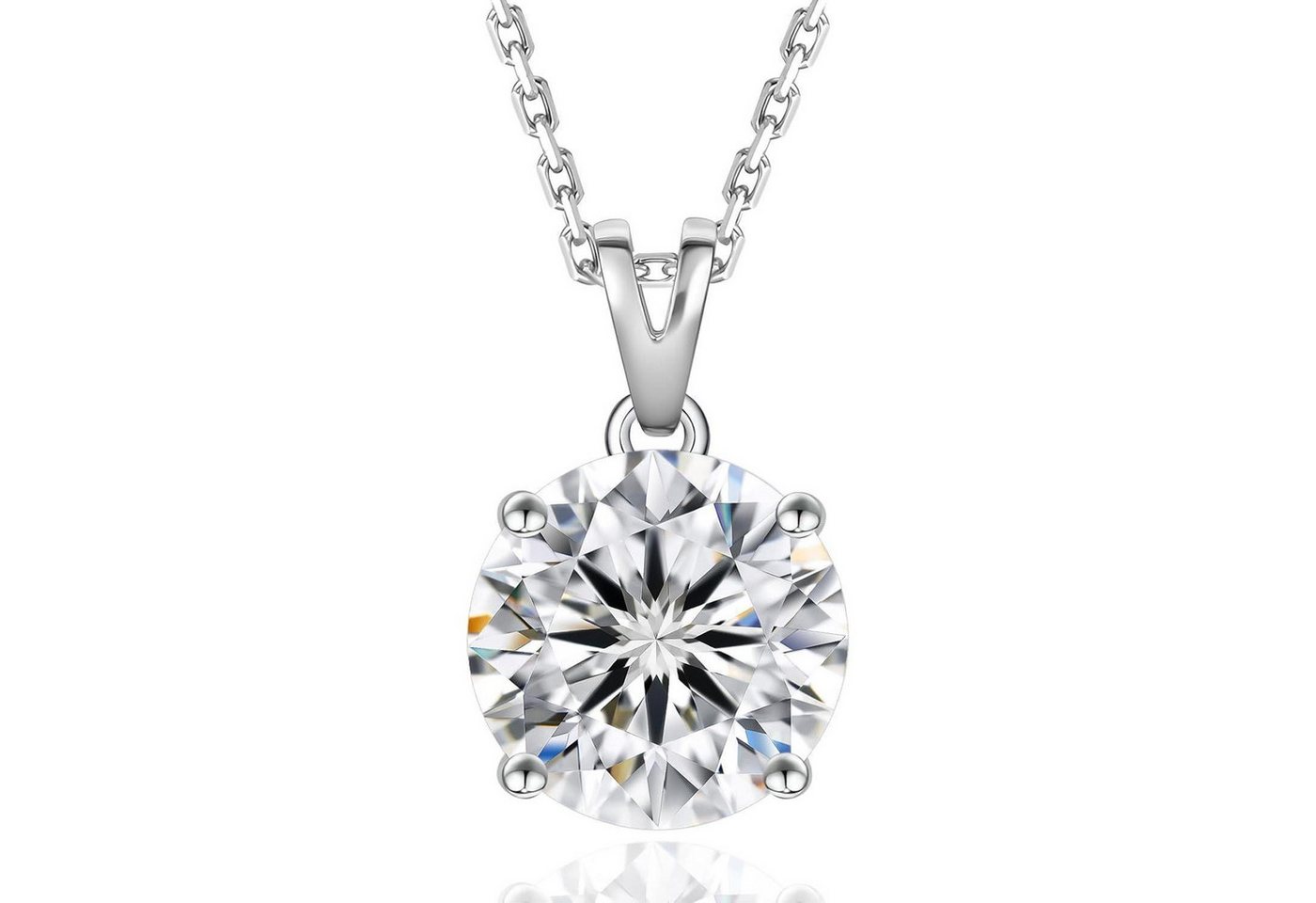 LuxusKollektion Kette und Anhänger Set Moissanite Anhänger Kette 925 Silber 1 Karat D VVS1 45+5cm verstellbar von LuxusKollektion