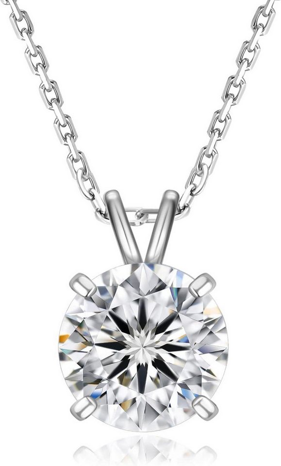 LuxusKollektion Kette und Anhänger Set Moissanite Anhänger Kette 925 Silber 2 Karat runder Solitär Halo Damen LuxusKollektion Kette und Anhänger Set Moissanite Anhänger Kette 925 Silber 2 Karat runder Solitär Halo Damen von LuxusKollektion