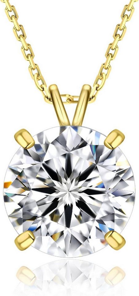 LuxusKollektion Kette und Anhänger Set Moissanite Anhänger Kette Silber 925 2 Karat Solitär D VVS1 mit von LuxusKollektion