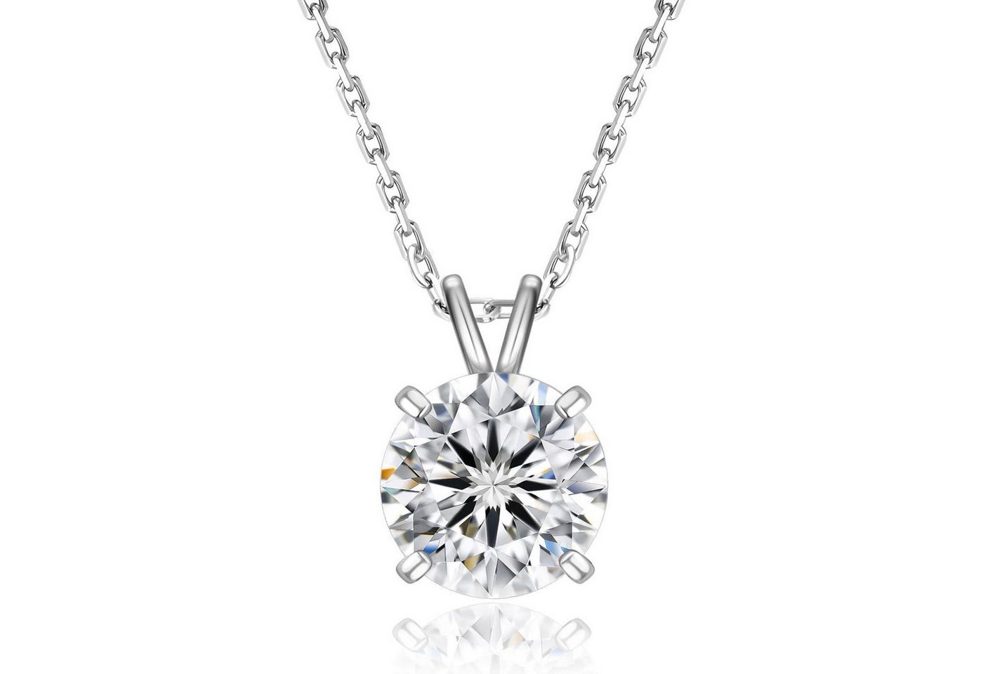 LuxusKollektion Kette und Anhänger Set Moissanite Anhänger Kette Silber 925 Damen 0.5 Karat Solitär Halo von LuxusKollektion