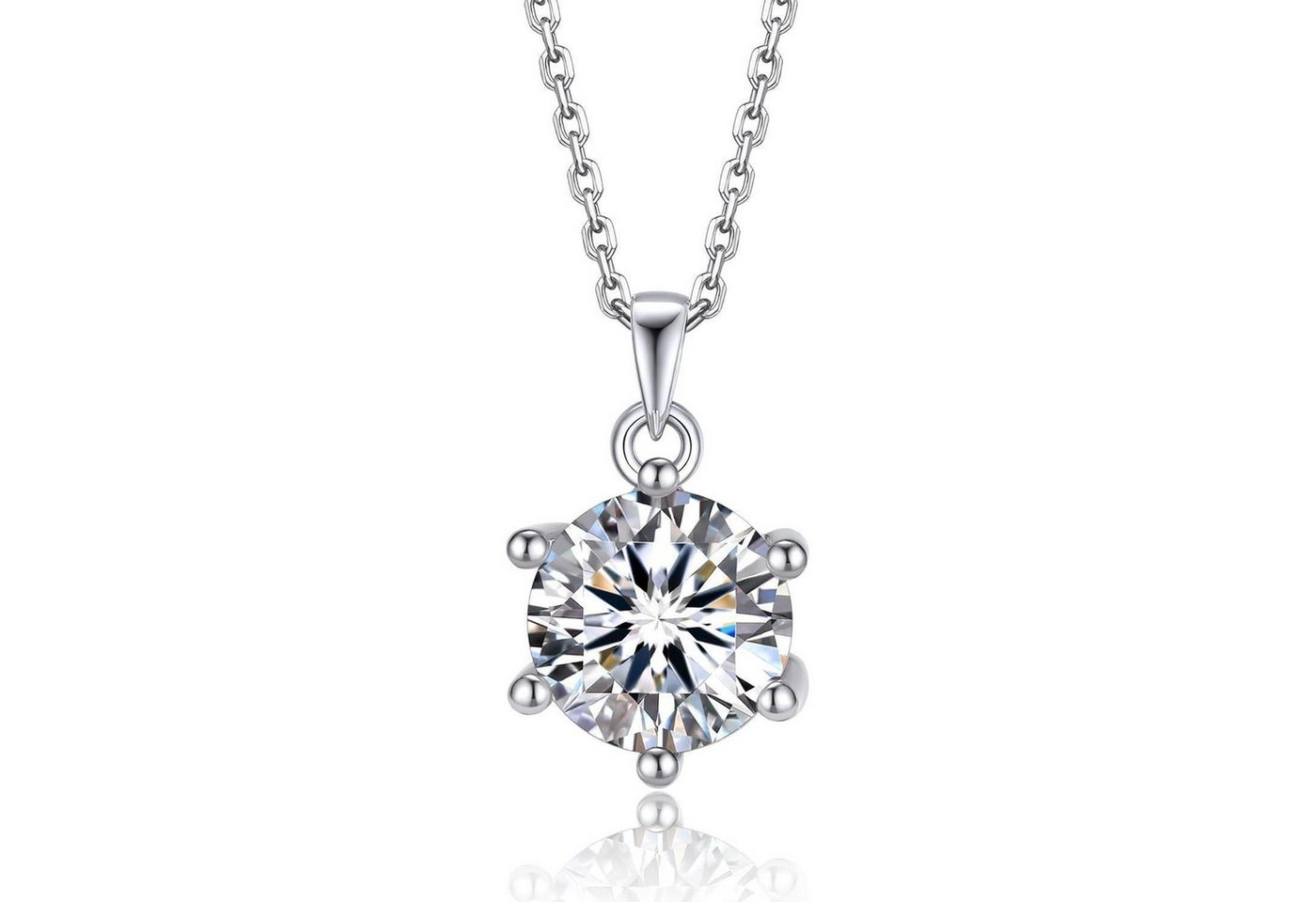 LuxusKollektion Kette und Anhänger Set Moissanite Halskette Damen 925 Silber 1/2 Karat Solitär Anhänger von LuxusKollektion