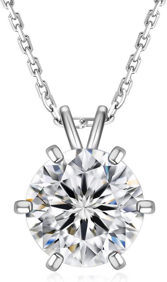 LuxusKollektion Kette und Anhänger Set Moissanite Kette Damen Silber 925 Anhänger 2 CT VVS1 D 45+5 cm Box von LuxusKollektion