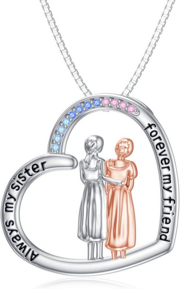 LuxusKollektion Kette und Anhänger Set Mutter und Tochter Halskette Sterling Silber Zirkon Schwester Anhänger von LuxusKollektion