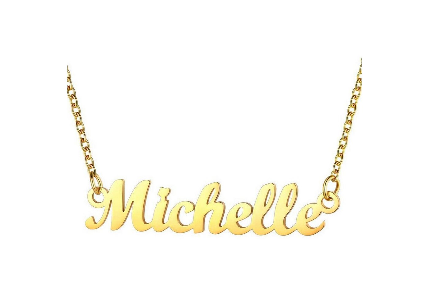 LuxusKollektion Kette und Anhänger Set Namenskette 18k vergoldet Edelstahl 45cm Michelle-18k vergoldet von LuxusKollektion