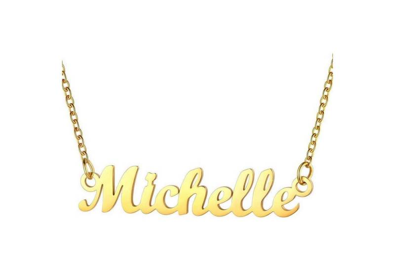 LuxusKollektion Kette und Anhänger Set Namenskette 18k vergoldet Edelstahl 45cm Michelle-18k vergoldet von LuxusKollektion