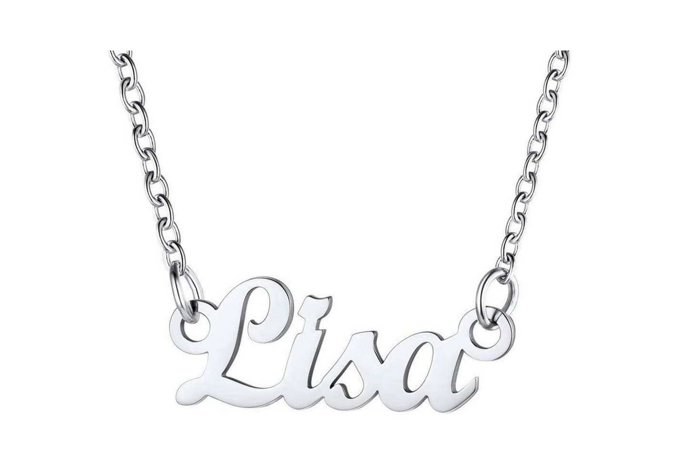 LuxusKollektion Kette und Anhänger Set Namenskette Damen Edelstahl 18k Anhänger Halskette 45cm Lisa-Edelstahl von LuxusKollektion