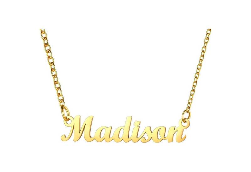 LuxusKollektion Kette und Anhänger Set Namenskette Damen Edelstahl 18k vergoldet 45cm Madison-18k vergoldet von LuxusKollektion