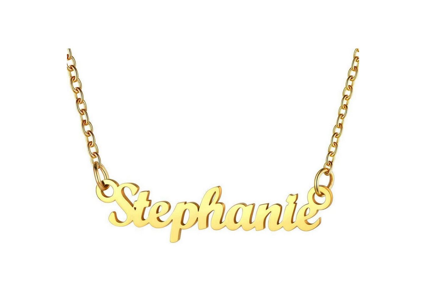 LuxusKollektion Kette und Anhänger Set Namenskette Damen Edelstahl 18k vergoldet 45cm Stephanie-18k vergoldet von LuxusKollektion