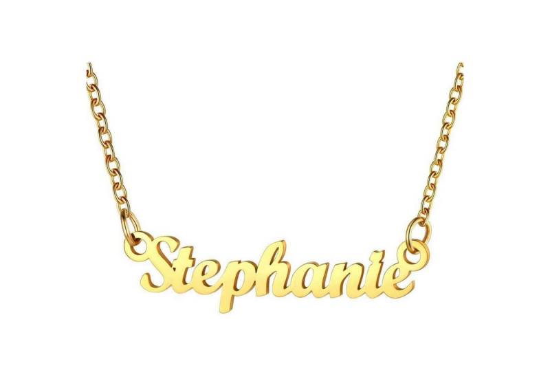 LuxusKollektion Kette und Anhänger Set Namenskette Damen Edelstahl 18k vergoldet 45cm Stephanie-18k vergoldet von LuxusKollektion