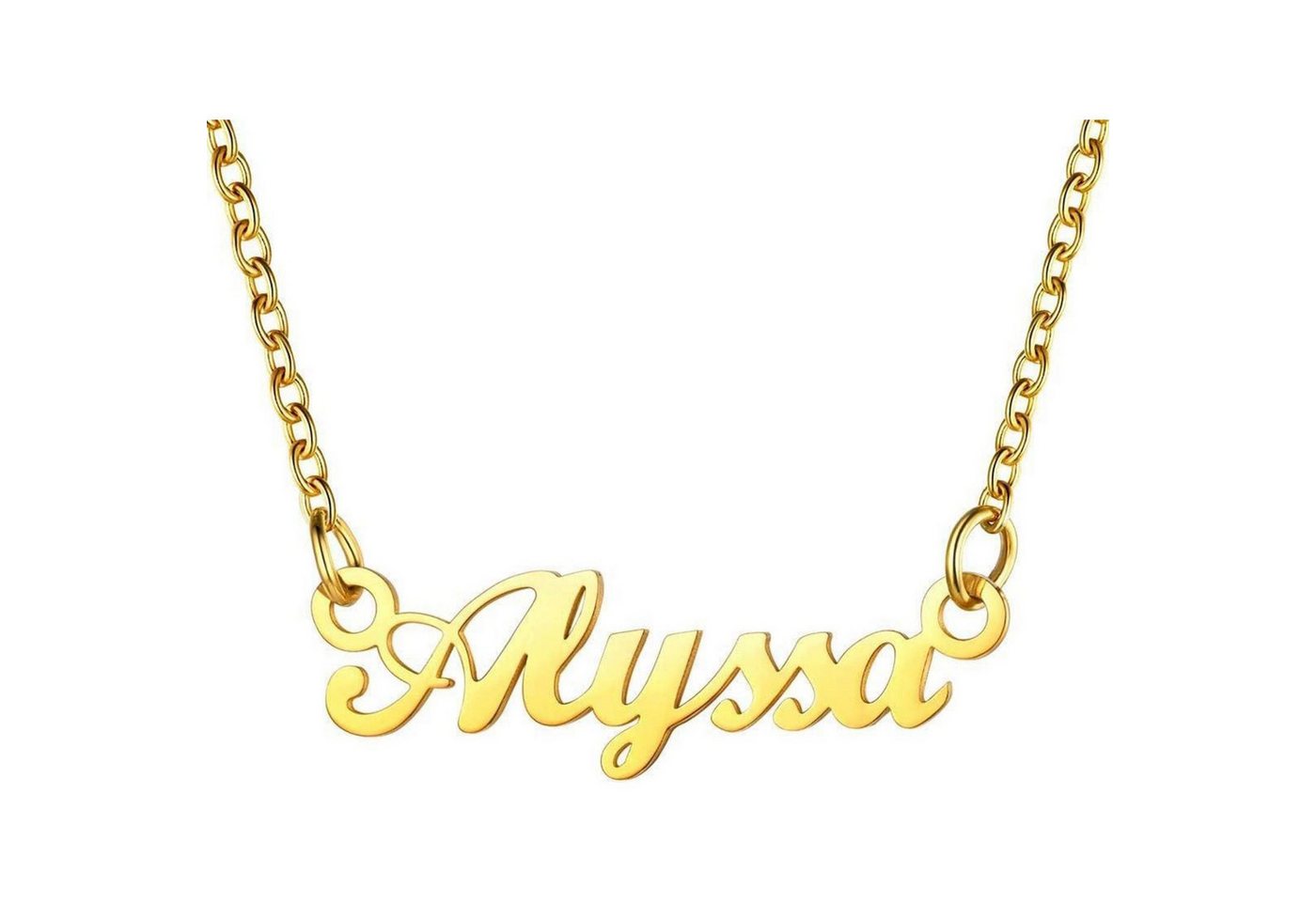 LuxusKollektion Kette und Anhänger Set Namenskette Damen Edelstahl 18k vergoldet Alyssa-18k vergoldet von LuxusKollektion