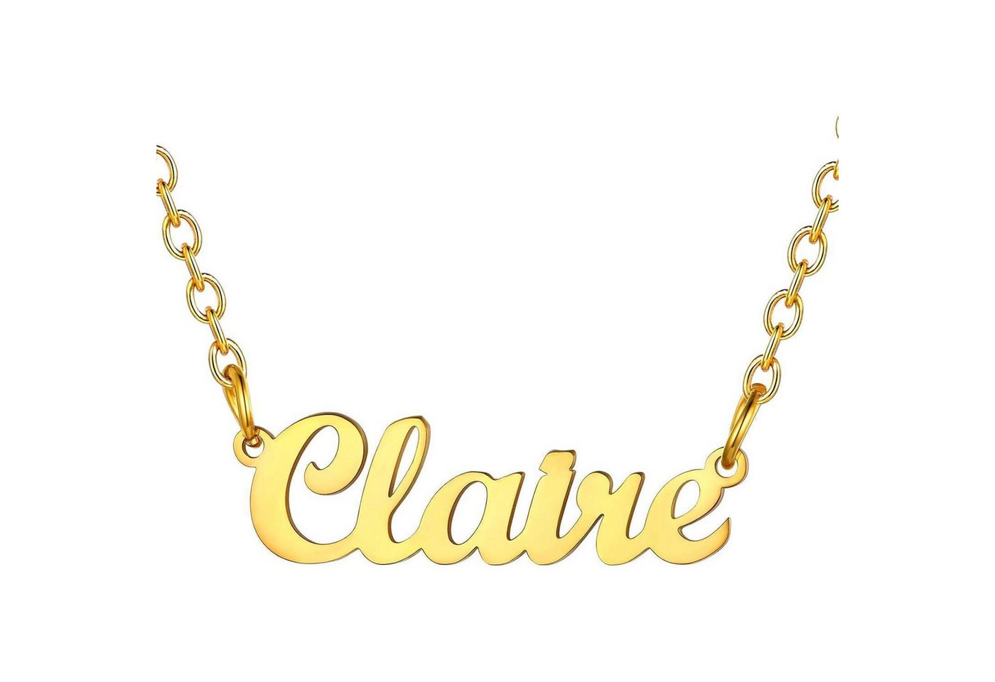 LuxusKollektion Kette und Anhänger Set Namenskette Damen Edelstahl 18k vergoldet Claire 18k vergoldet von LuxusKollektion