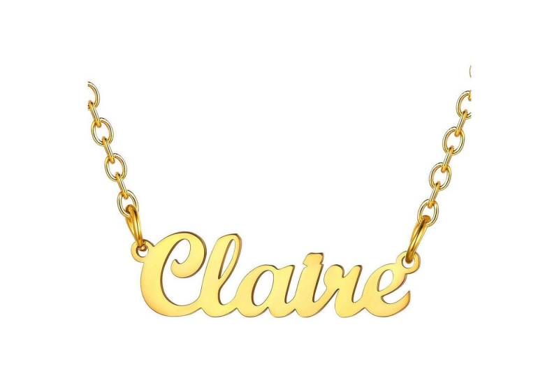 LuxusKollektion Kette und Anhänger Set Namenskette Damen Edelstahl 18k vergoldet Claire 18k vergoldet von LuxusKollektion