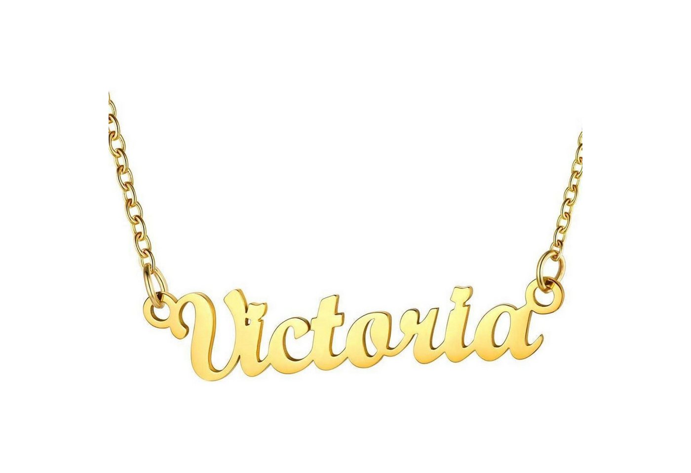 LuxusKollektion Kette und Anhänger Set Namenskette Damen Edelstahl 18k vergoldet Victoria-18k vergoldet von LuxusKollektion