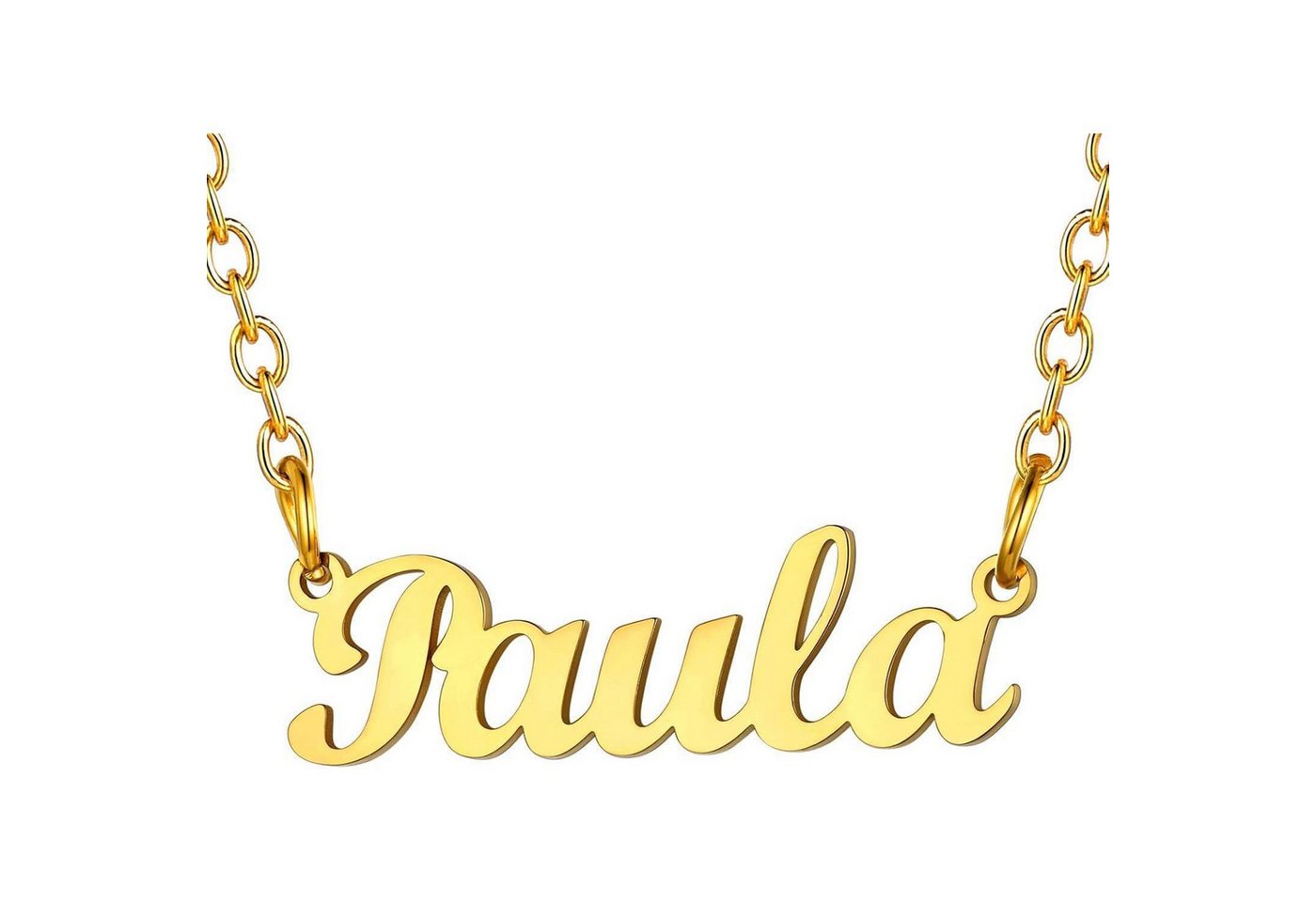 LuxusKollektion Kette und Anhänger Set Namenskette Edelstahl 18k vergoldet 45cm Damen Paula-18k vergoldet von LuxusKollektion