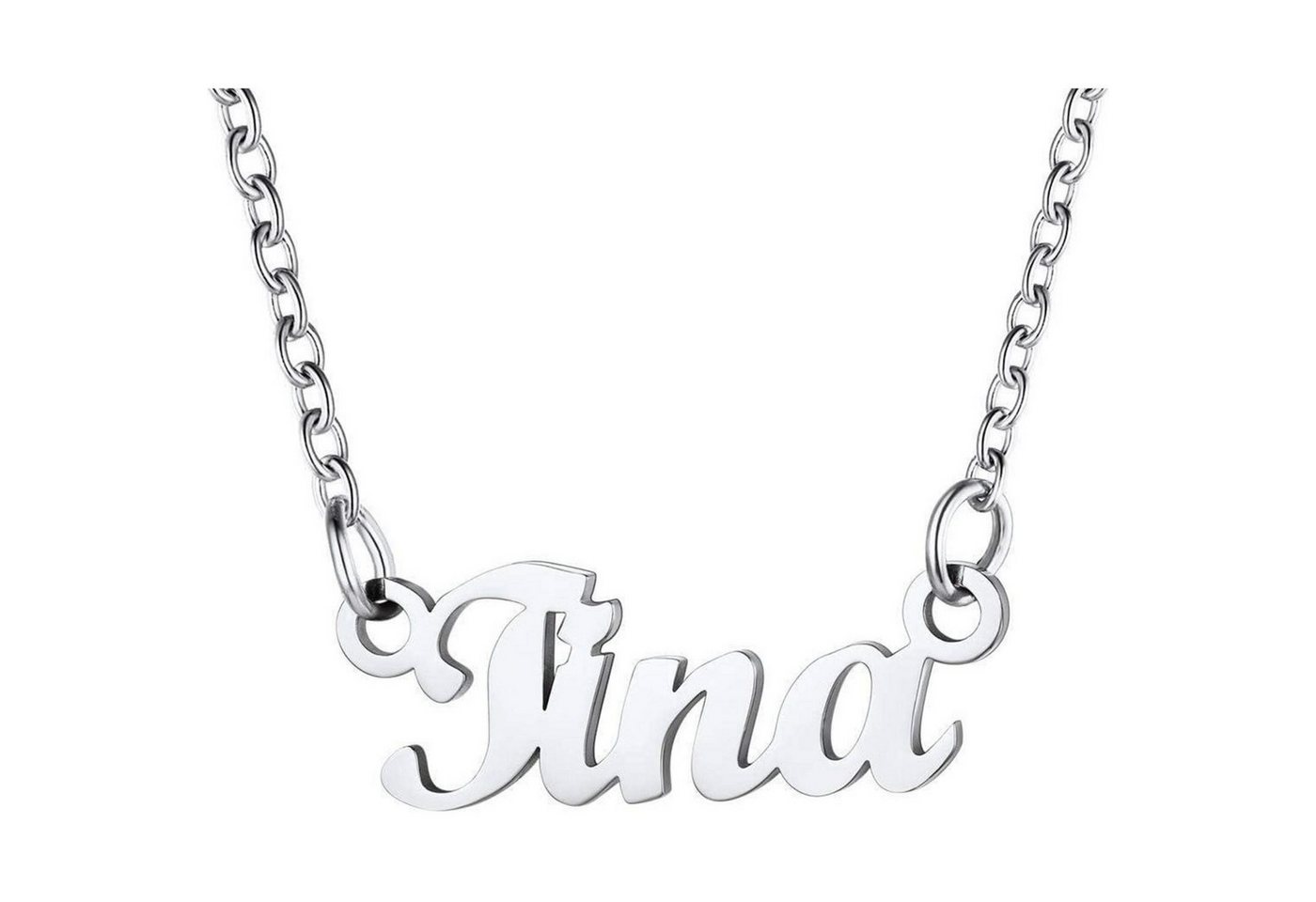 LuxusKollektion Kette und Anhänger Set Namenskette Edelstahl 18k vergoldet Anhänger 45cm Damen Tina-Edelstahl von LuxusKollektion