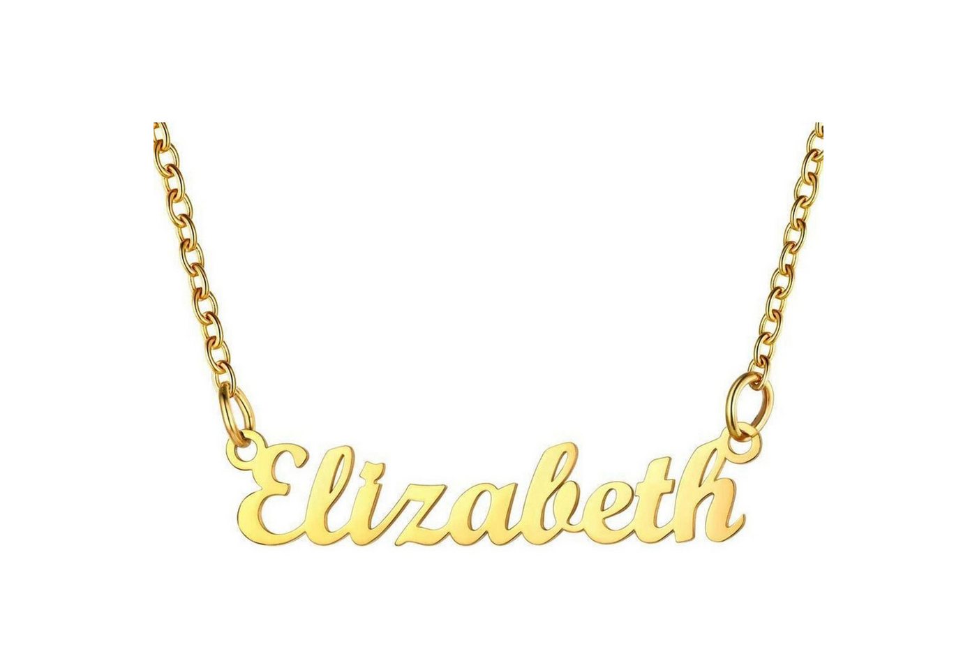 LuxusKollektion Kette und Anhänger Set Namenskette Edelstahl 18k vergoldet Elizabeth 18k vergoldet von LuxusKollektion