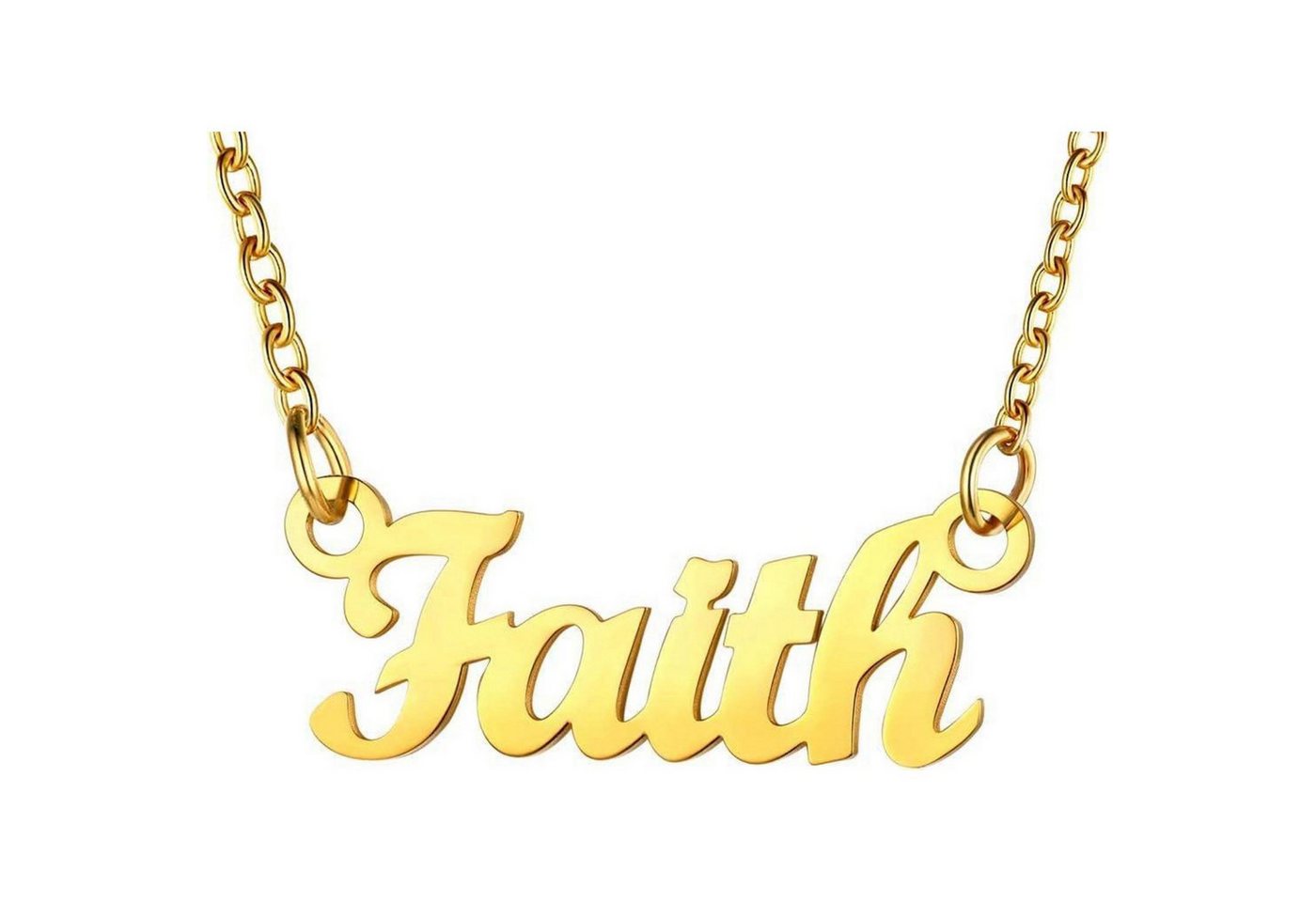 LuxusKollektion Kette und Anhänger Set Namenskette Edelstahl 18k vergoldet Namensanhänger Faith-18k vergoldet von LuxusKollektion
