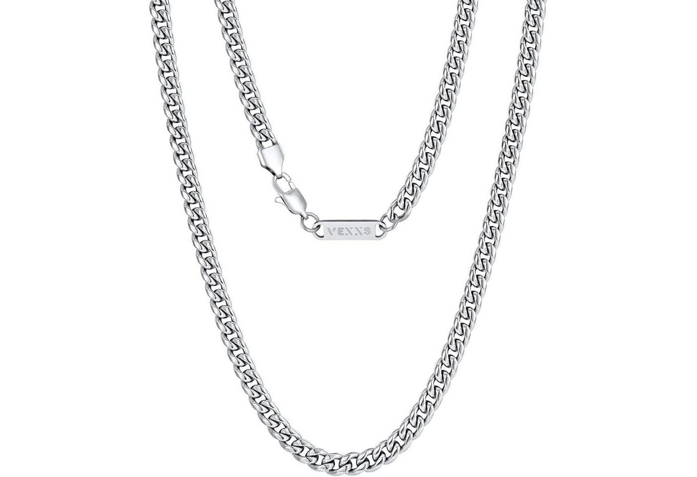 LuxusKollektion Kette und Anhänger Set Panzerkette 18K Gold Cuban Miami Herren Silbrig-4mm 46.0 Zentimeter von LuxusKollektion